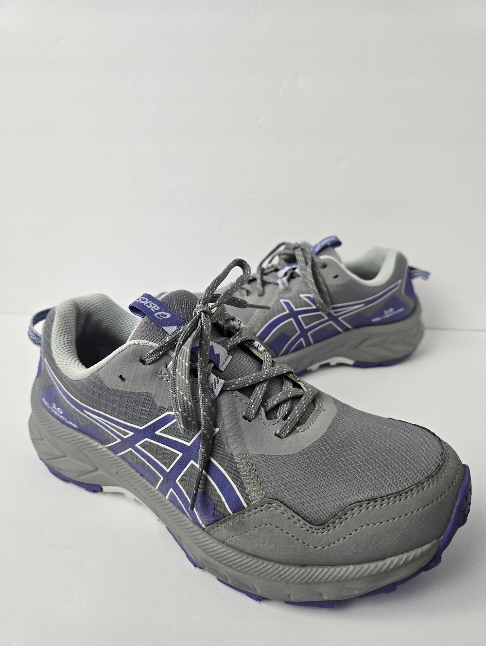 ASICS‎ Gel-Venture 10 Trail Gray Purple Running Shoes Women Sz 8.5 Athletic